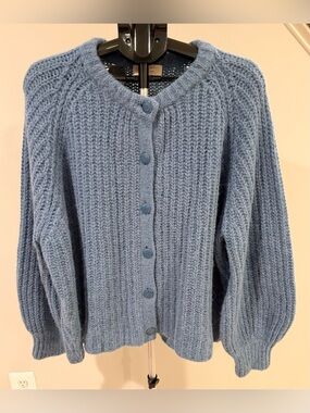 Sezane Emile Sweater Summer Blue Cardigan Sweater EUC XXXL